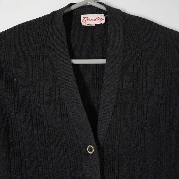 Vintage Bradley Ribbed‎ Knit Cardigan Sweater Women's Short Sleeve Buttons - Picture 2 of 8